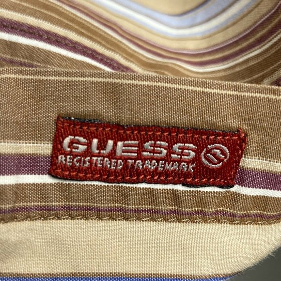 Y2K Guess Western Shirt Retro Stripe Large Cowboy Core Preppy Americana - Picture 4 of 11